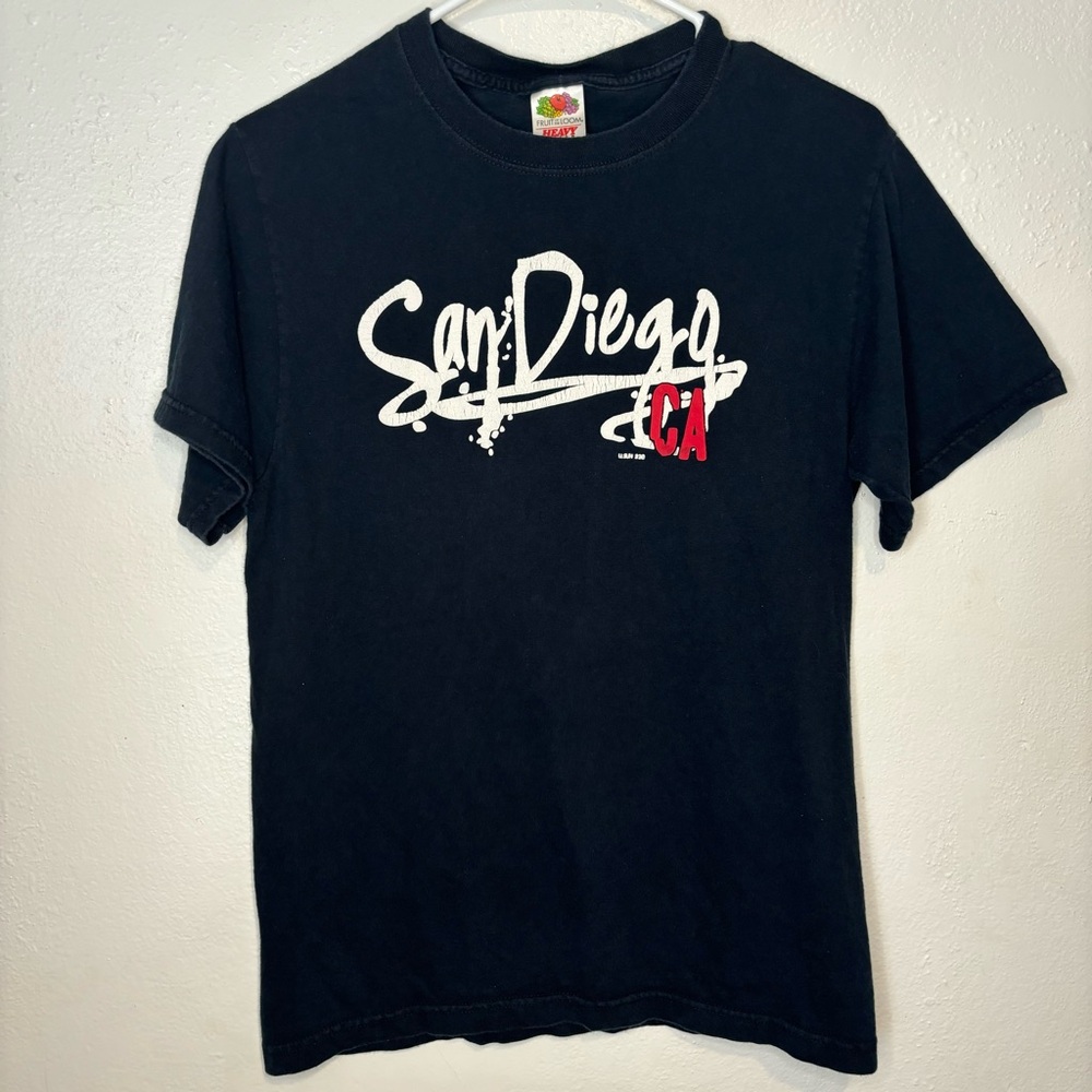 Vintage San Diego California Black Crew Neck T Shirt 90s 00s size S Small Skater